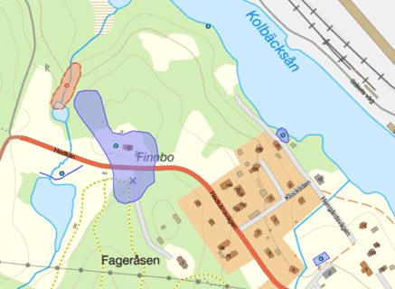Kartbild som visar bytomt/gårdstomt som möjlig fornlämning vid platsen